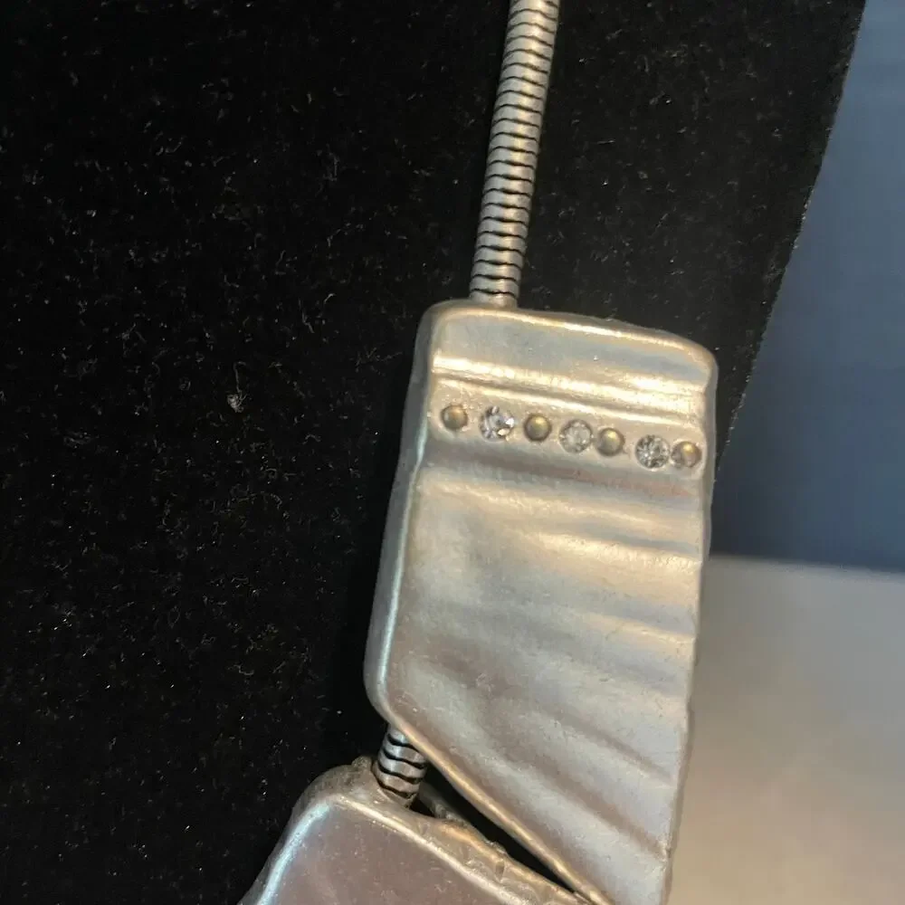 chico's silver tone statement necklace modern geometric collar evening jewelry